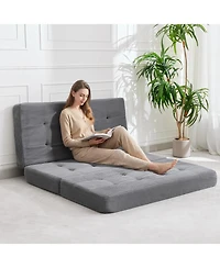 homfan 6" Tri-Fold Floor Mattress – Folding Chenille Sofa Bed, Twin Size Portable Mat for Camping or Guest