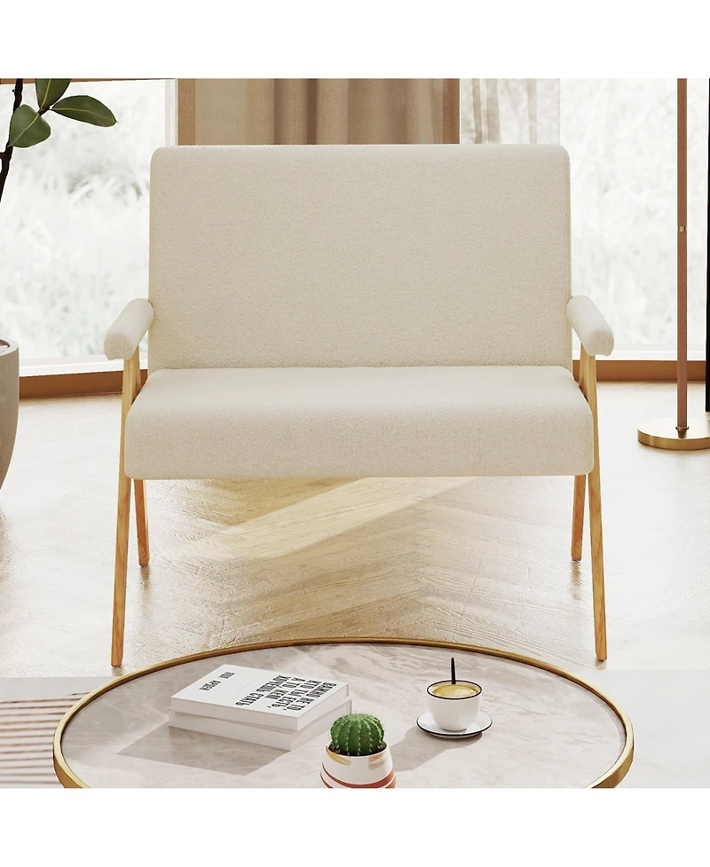 Slickblue Compact Loveseat Sofa with Armrests and Wood Legs for Home Seating