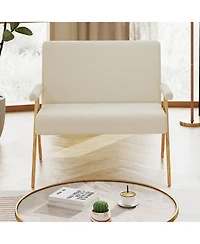 Slickblue Compact Loveseat Sofa with Armrests and Wood Legs for Home Seating