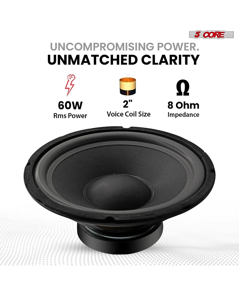 5 Core 10 Inch Guitar Speaker Replacement 600W 8 Ohm Low Distortion for Electric Guitar Amp Cabinet