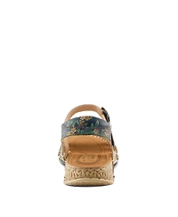 L'Artiste Women's Offcenter Ankle Strap Sandal with Painted Vamp
