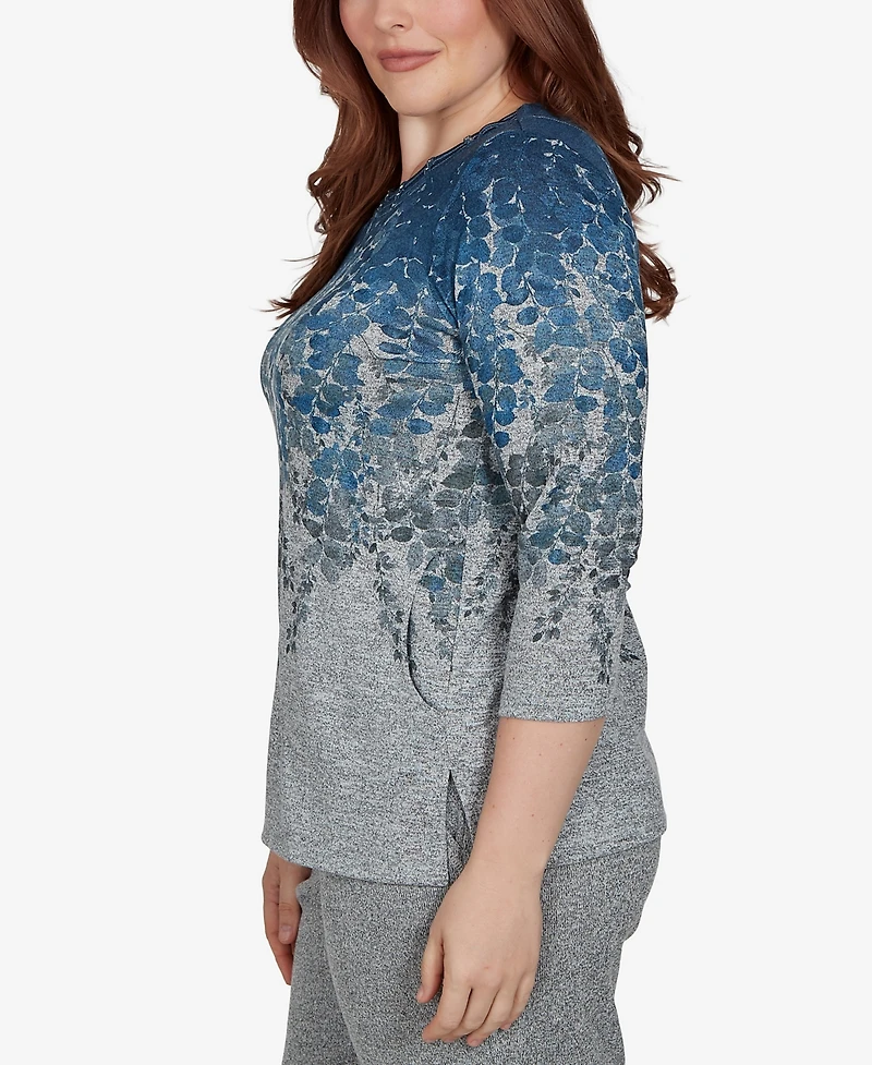 Alfred Dunner Petite Falling Leaves Pocket Knit Top