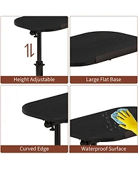 homfan Adjustable C-Shaped End Table - 360degree(s) Rotatable Sofa Armrest Tray, Heavy Metal Base Snack Table for Sofa, Bed or Study