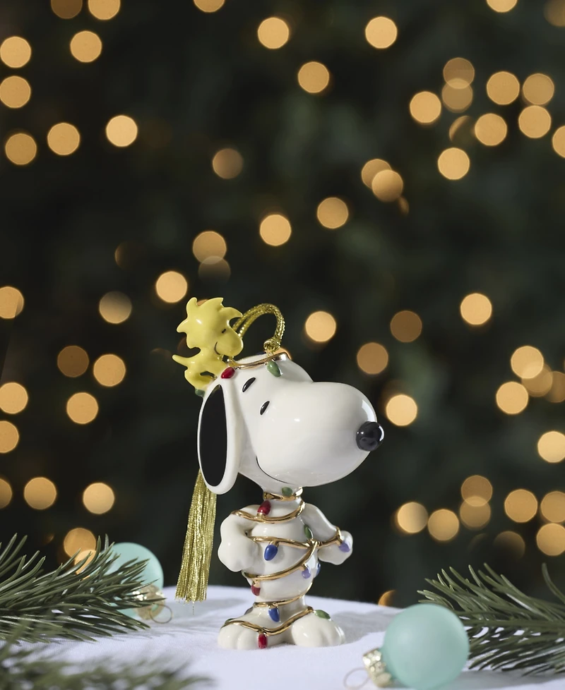 Lenox Snoopy Tangled in Lights Ornament