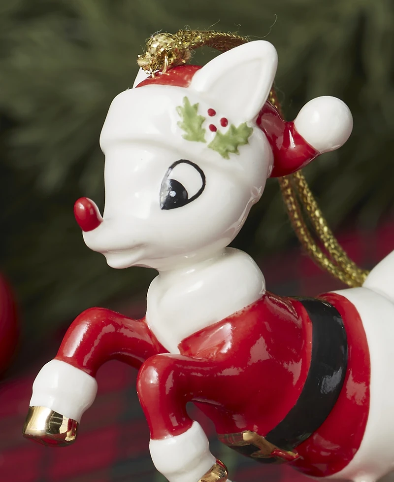 Lenox Rudolph in a Santa Suit Ornament
