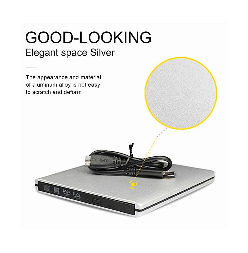 Artudatech 4K Super Slim External Bd Burner – Usb 3.0, Slot-in Bd/Dvd/Cd Writer