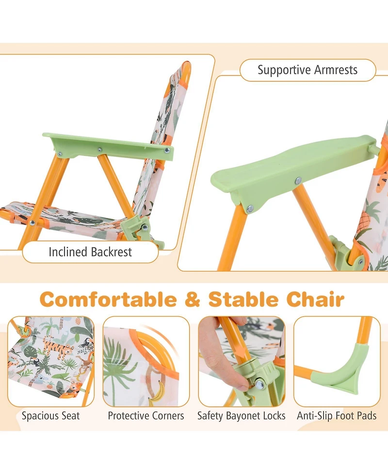 Gymax Kid's Picnic Table Outdoor Table and Chair Set 2 Folding Chairs and Adjustable Umbrella