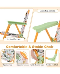 Gymax Kid's Picnic Table Outdoor Table and Chair Set 2 Folding Chairs and Adjustable Umbrella