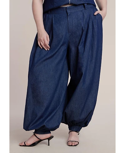 Eloquii Women's High Rise Balloon Chambray