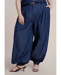 Eloquii Women's High Rise Balloon Chambray