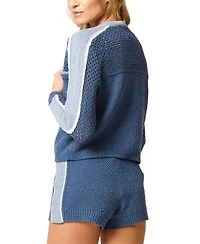 Central Park West Women's Raya Mixed Stitch Zip Cardi