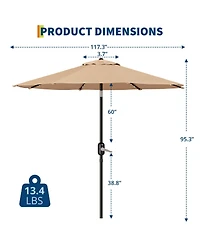 gaomon 10feet Outdoor Patio Umbrella, Table Umbrella with Solar Lights for Yard, Deck, Tan (No Base)