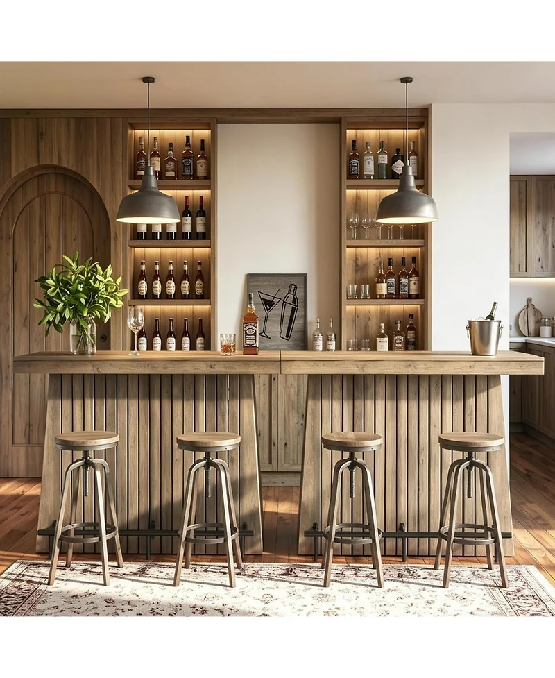 Tribesigns 2-Tier Bar Table, 63" Wooden Home Bar Unit with Footrest, Large Counter Height Pub Table with Storage Shelves