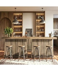Tribesigns 2-Tier Bar Table, 63" Wooden Home Bar Unit with Footrest, Large Counter Height Pub Table with Storage Shelves