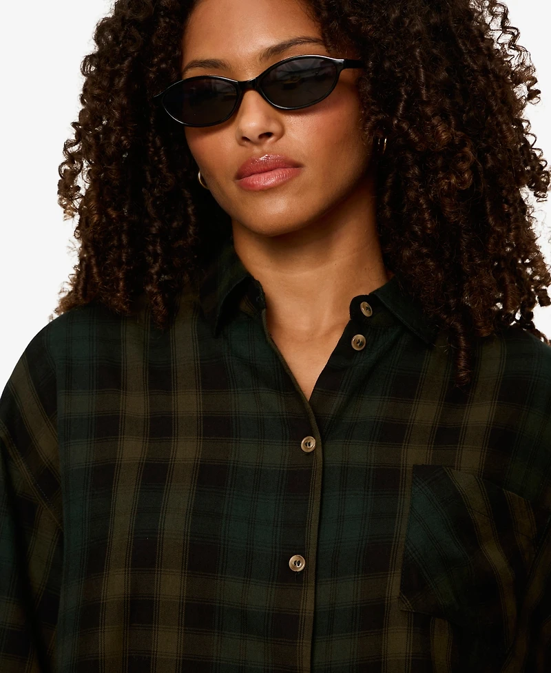Sanctuary Women's The Autumn Cropped Flannel Button-Up Shirt