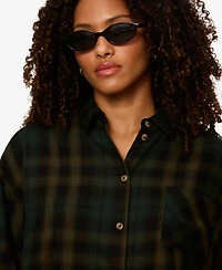 Sanctuary Women's The Autumn Cropped Flannel Button-Up Shirt
