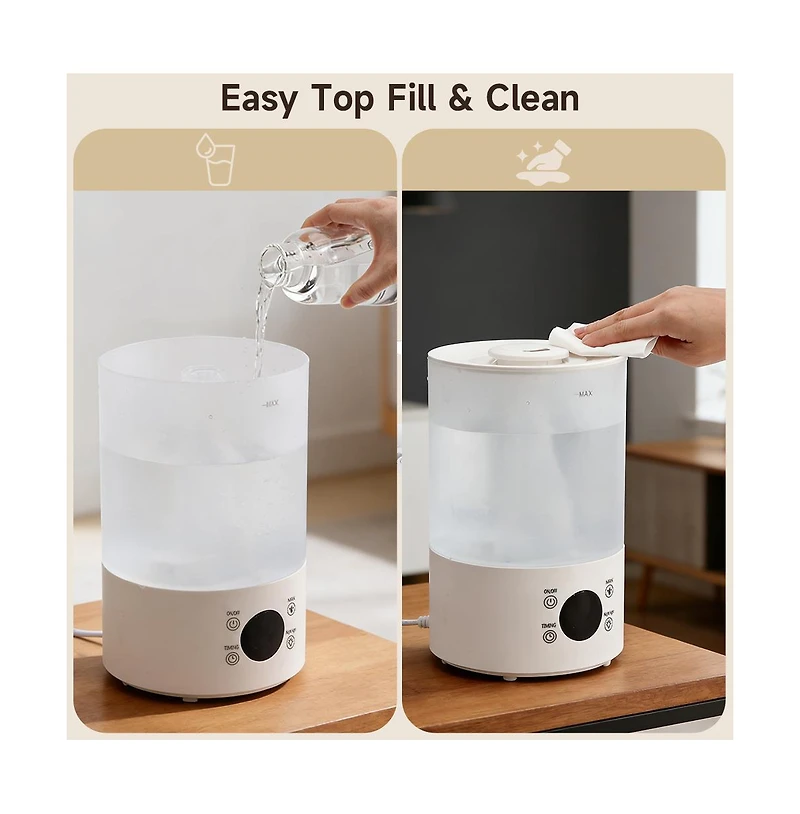 Topteng 1.1 Gal Humidifier with 7-Color Rgb Light, 12H Runtime, 9H Timer & 360° Nozzle