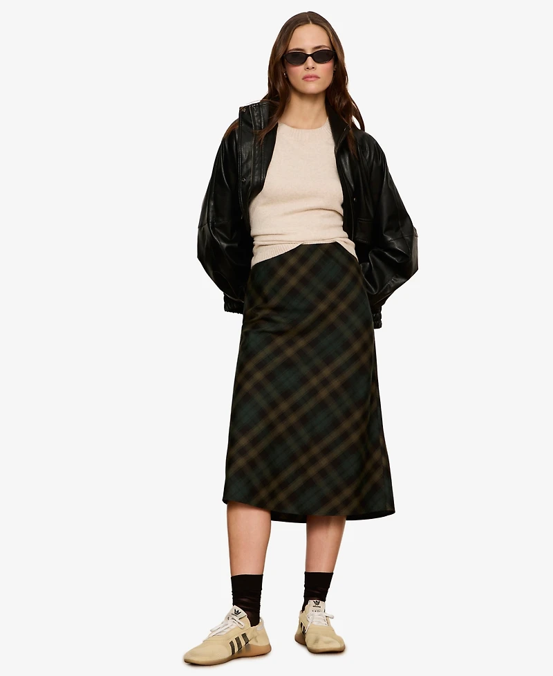 Sanctuary Women's Bias Plaid Midi A-Line Skirt