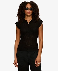 Sanctuary Women's Lace Muscle Sleeveless Collared T-Shirt