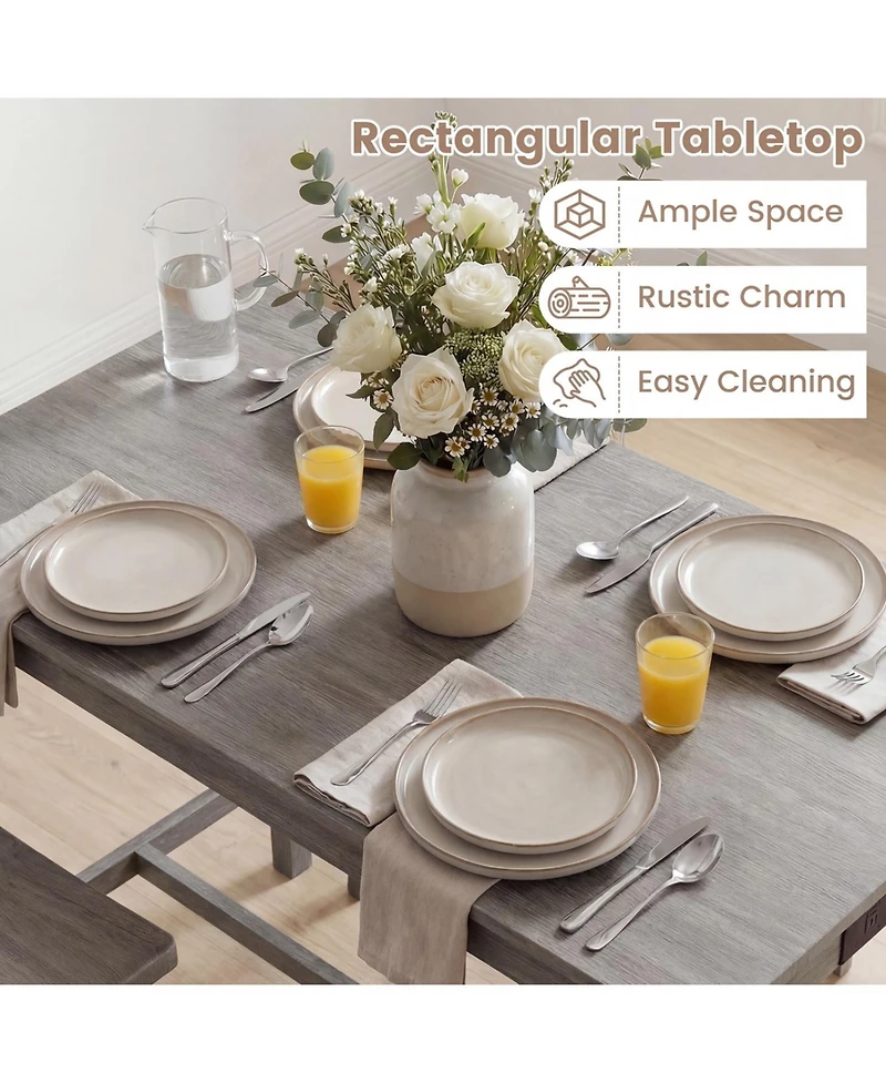 Slickblue Counter Height Kitchen Table Set 4 Piece Solid Rubber Wood with Outlet