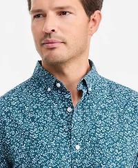 Club Room Men's Poplin Duo-Tone Floral Short-Sleeve Shirt, Macy's Exclusive