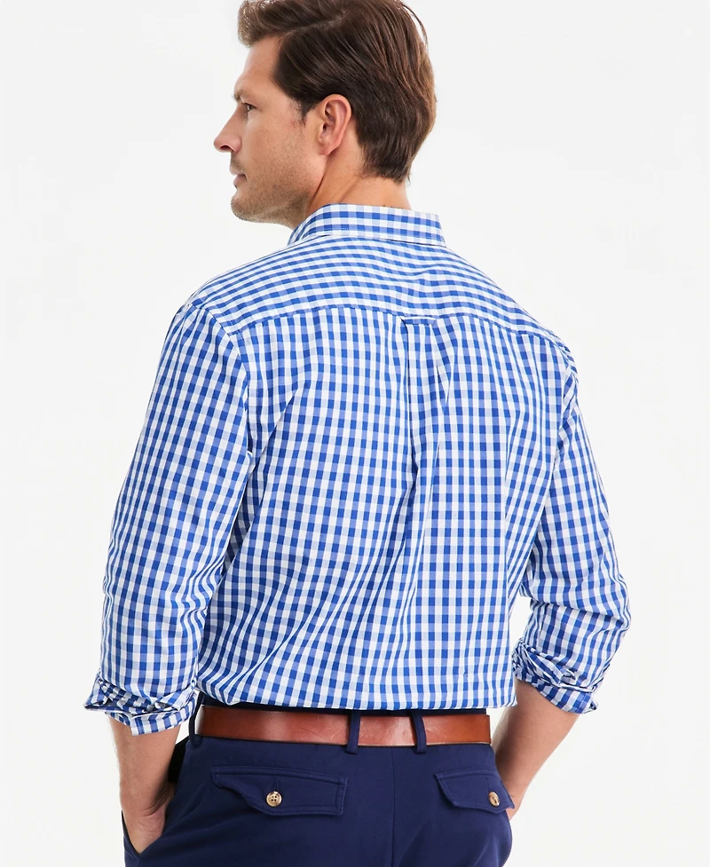 Club Room Men's Long-Sleeve Gingham Cotton Poplin Shirt, Macy's Exclusive