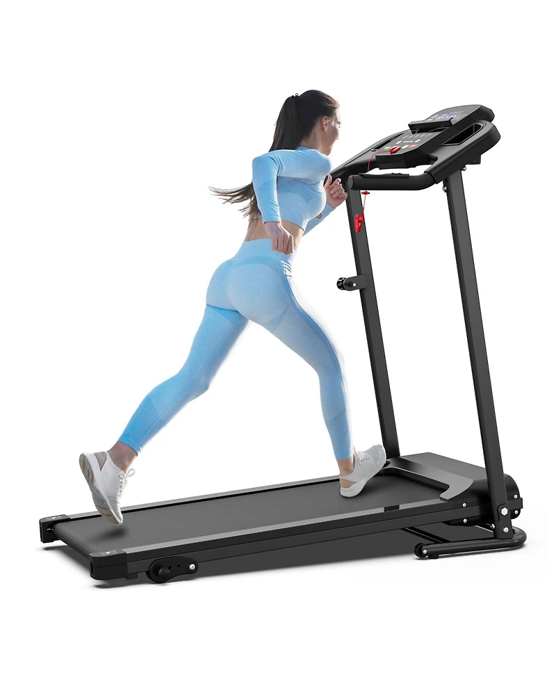 Everyfun Folding Treadmill with 2.5HP Quiet Motor - 12 Preset Programs, Led Display, Heart Rate Sensors, Pad and Cup Holders