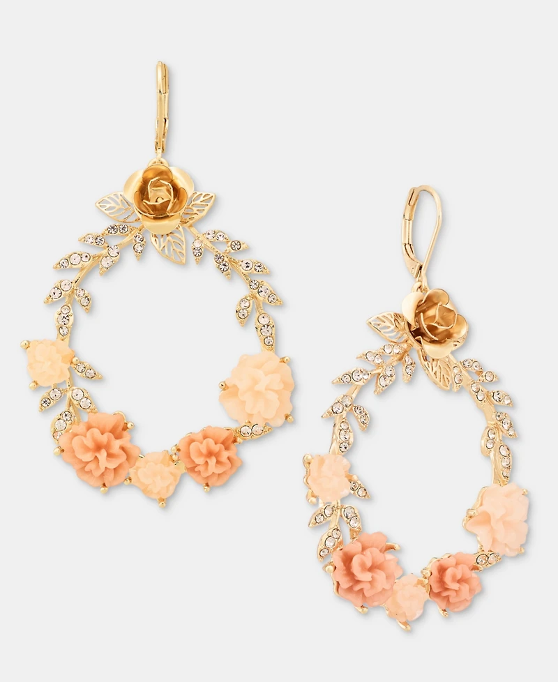 Lonna & Lilly Pave Flower Open Drop Earrings