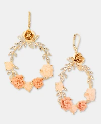 Lonna & Lilly Pave Flower Open Drop Earrings