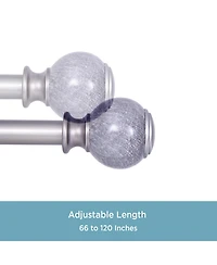 Kenney Noah 1" Premium Decorative Window Curtain Rod 66-120" Pewter