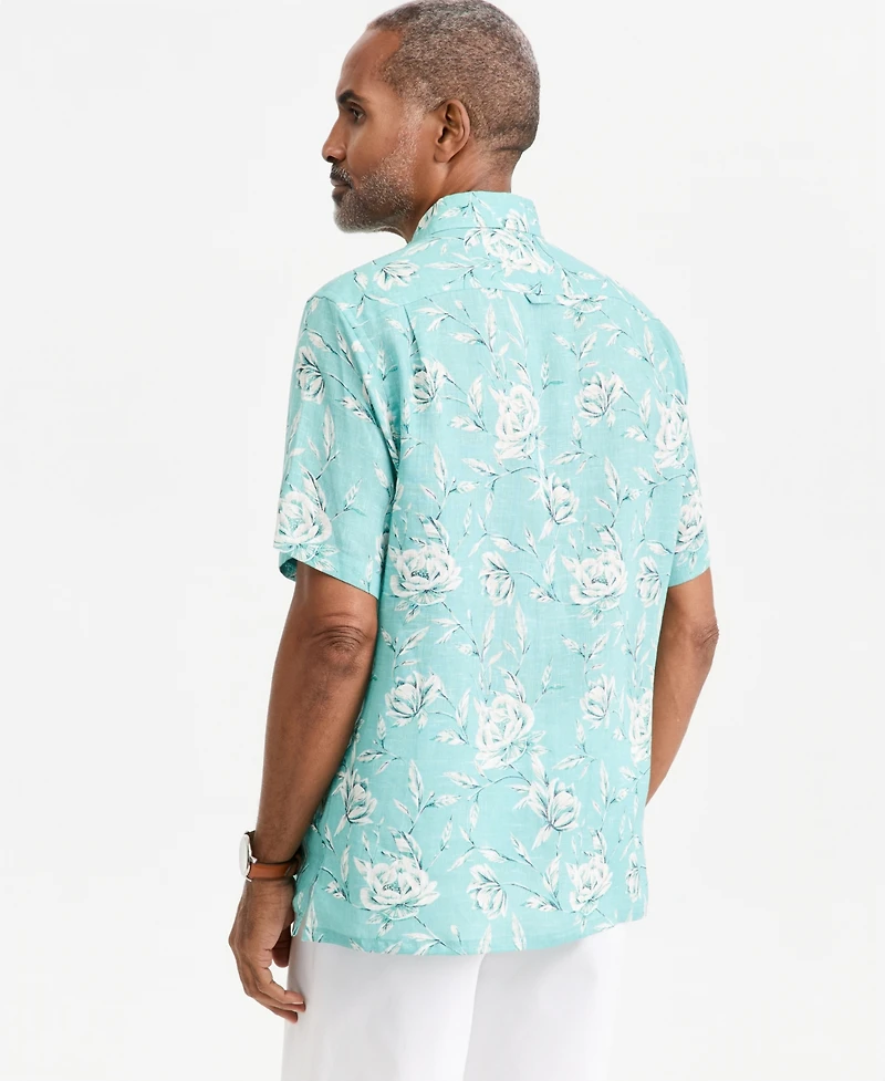 Club Room Men's Wally Linen Floral-Print Short-Sleeve Shirt, Macy's Exclusive