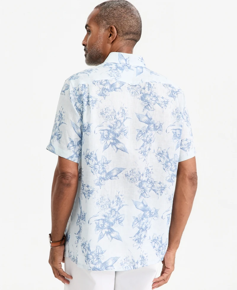 Club Room Men's Linen Floral-Print Short-Sleeve Shirt, Macy's Exclusive