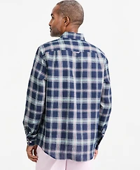Club Room Men's Plaid Linen Button-Up Shirt, Macy's Exclusive