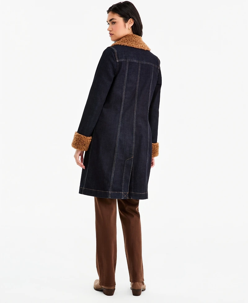 Liverpool Los Angeles Women's Sherpa-Trim Notch-Collar Jacket