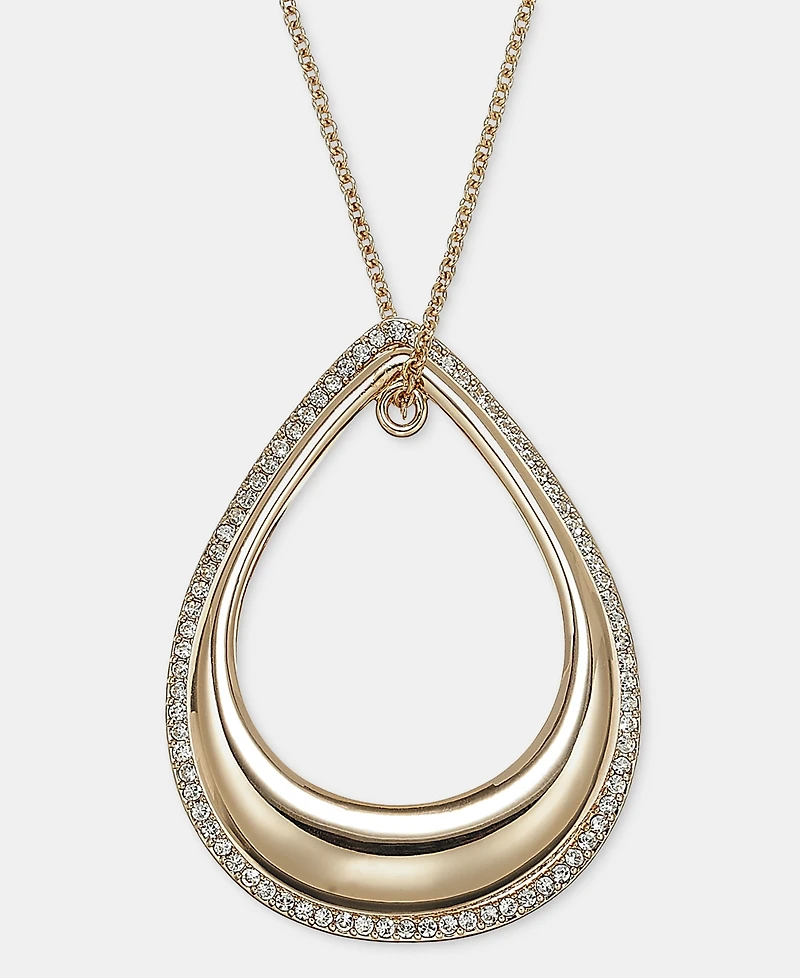 Dkny Pave Open Tear-Shape 40" Pendant Necklace