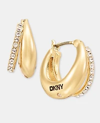 Dkny Pave Puffy Split-Hoop Earrings