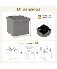 sumyeg 18-Inch Storage Ottoman with Rubber Wood Legs for Living Room or Bedroom