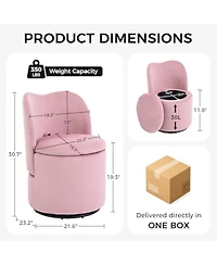 gaomon 360degree(s) Swivel Modern Upholstered Accent Stool Barrel Chair, Velvet Vanity Chair with Hidden Storage