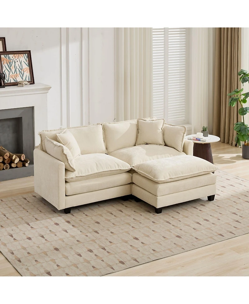 sumyeg Cloud Sofa Ottoman with Double Layer Upholstered Cushion for Living Room or Bedroom