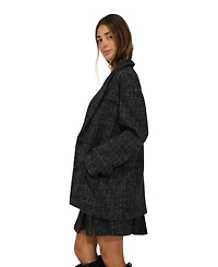 Belle & Bloom Women's City Noir Tweed Oversized Blazer