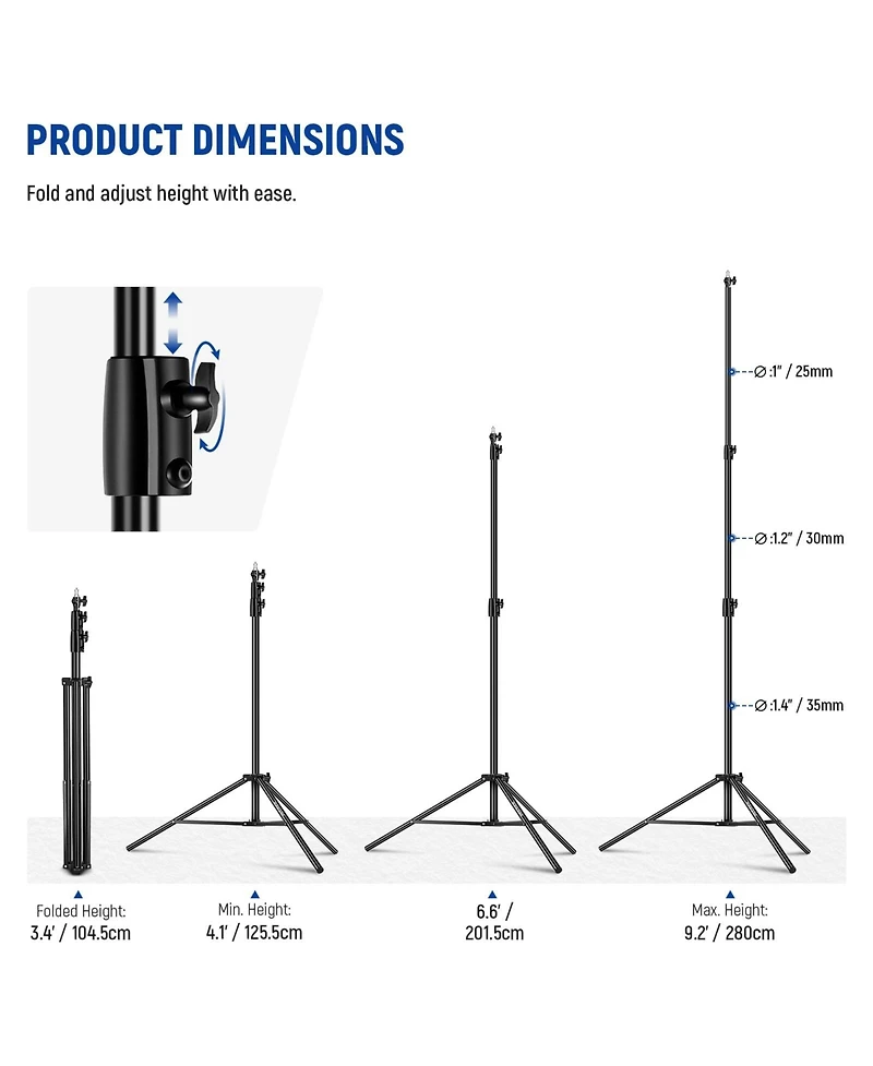 Neewer Photography Light Stand with 9.2feet, 5.5lb, 2.5kg