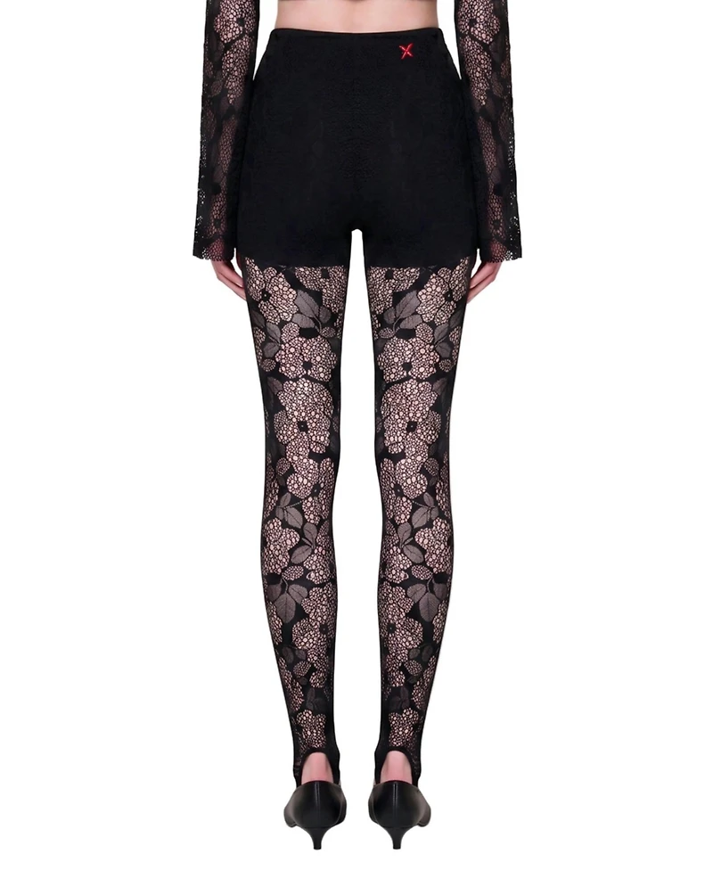 Pcfg Women's The Party Edit Lace Leggings with Built Ribbed Shorts