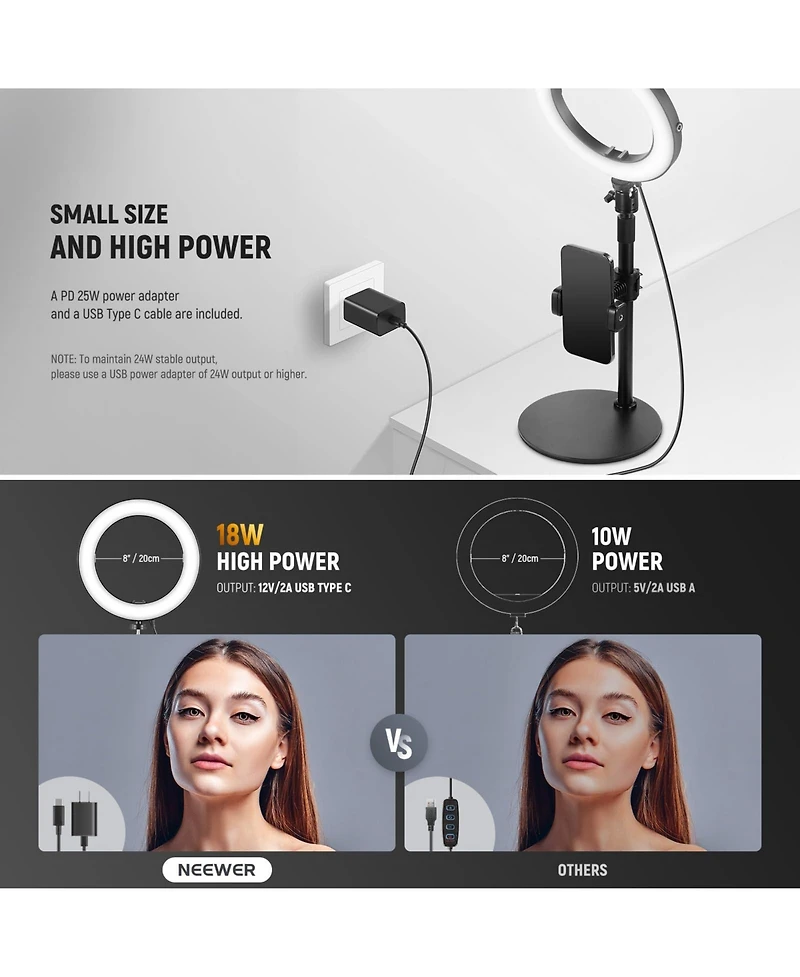 Neewer RH8B Ring Light with 18W for select iPhone models
