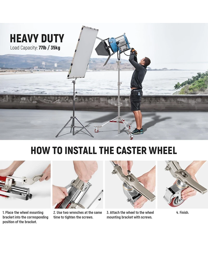 Neewer ST240SS Photography Light Stand with 7.9ft, 240cm, 77lb