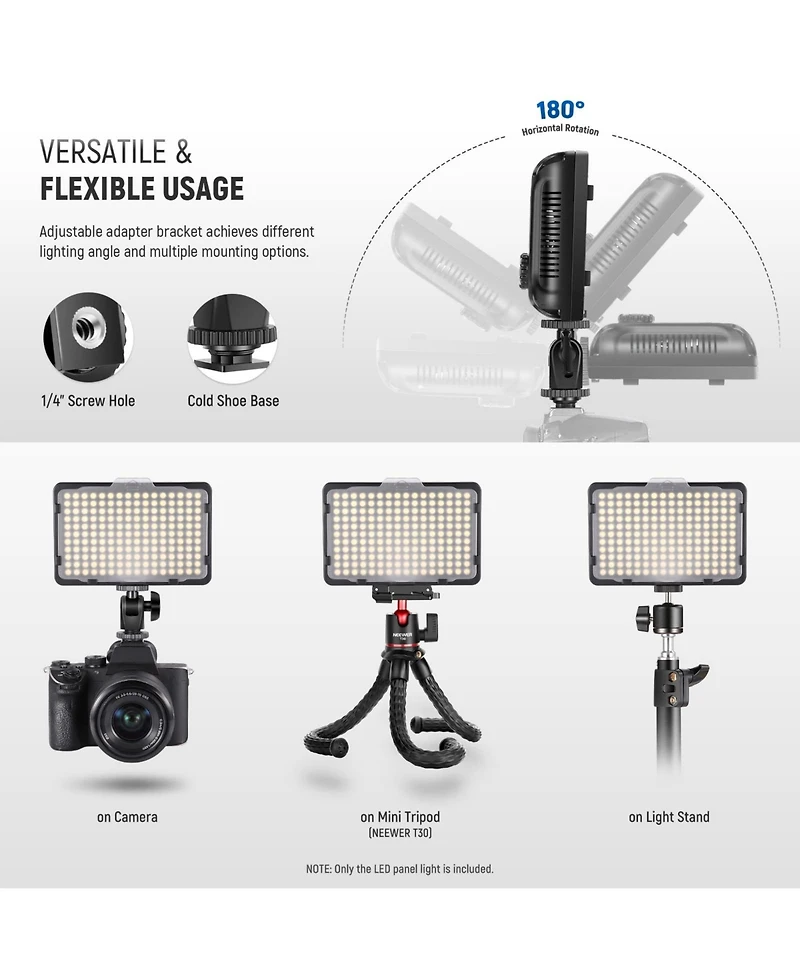Neewer Led Video Light with 176 Led, 5600K for select Canon, Nikon and Sony cameras