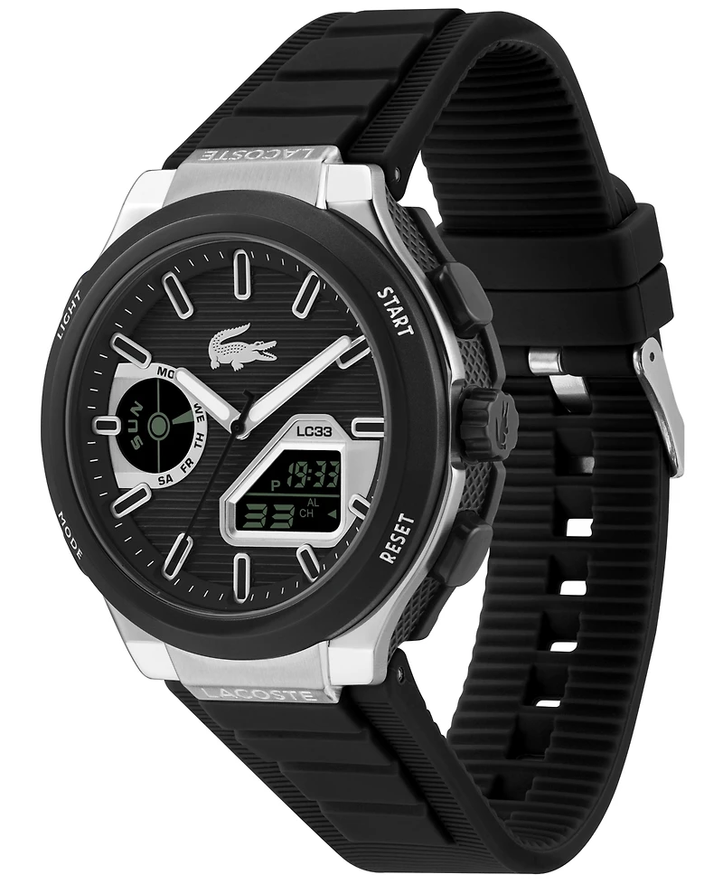 Lacoste Men's Quartz LC33 Silicone Strap Watch 44.8mm