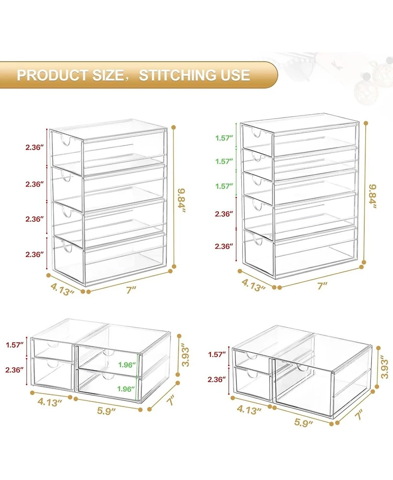 Xdovet Makeup Organizer 16 Drawers Desktop Accessories Dustproof