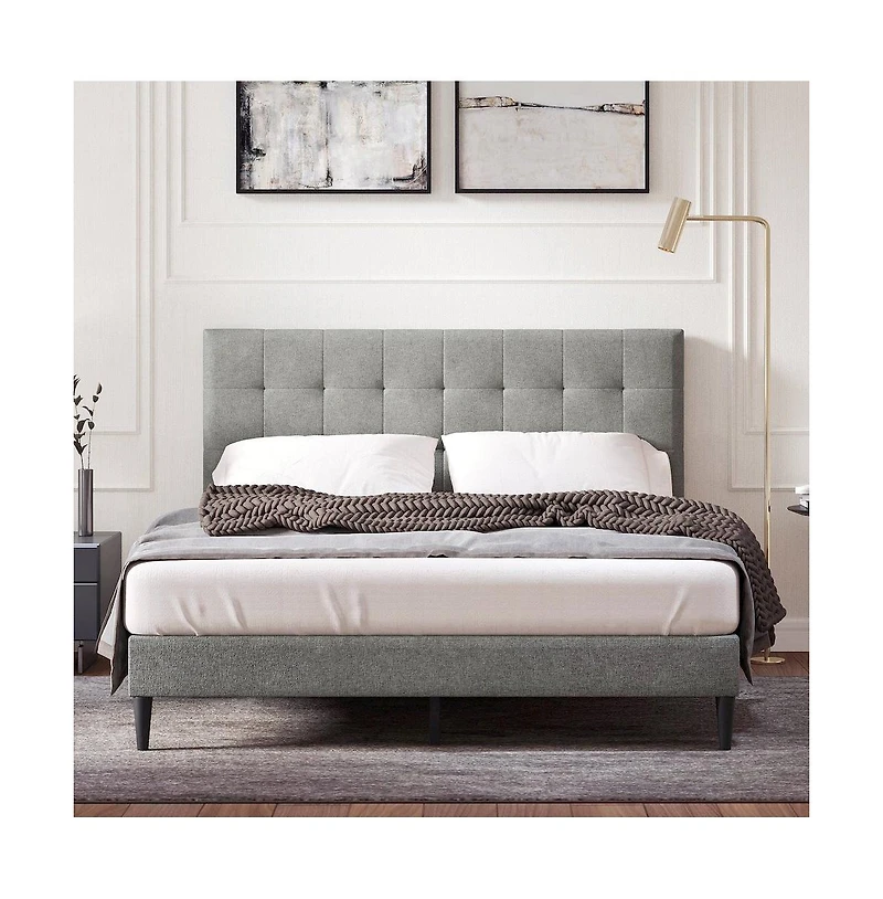 Glenwillow Home Upholstered Complete Bed Queen Stone