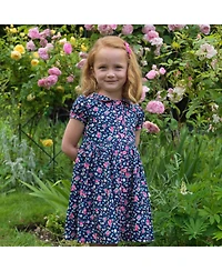 Rachel Riley Toddler Girls 2-10 Navy Floral Button-front Dress