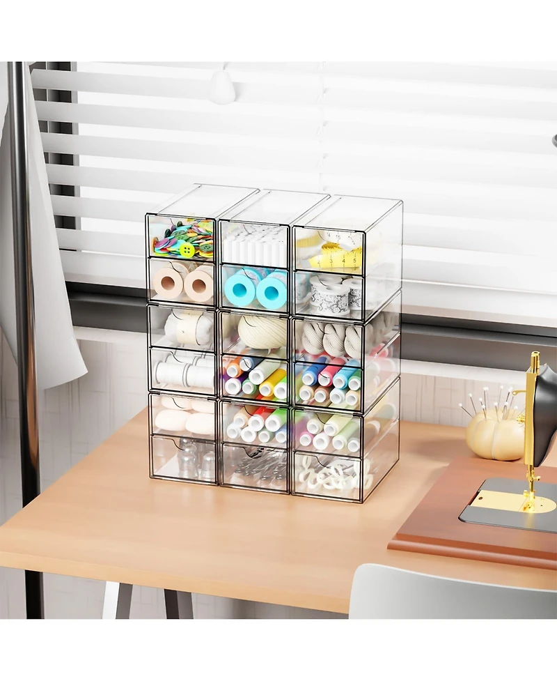 Xdovet Small Drawers Organizer Stackable Storage Stationery Pen Pencil Craft Glasses